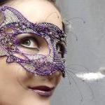 Purple Cat Masquerade Mask, Handmade